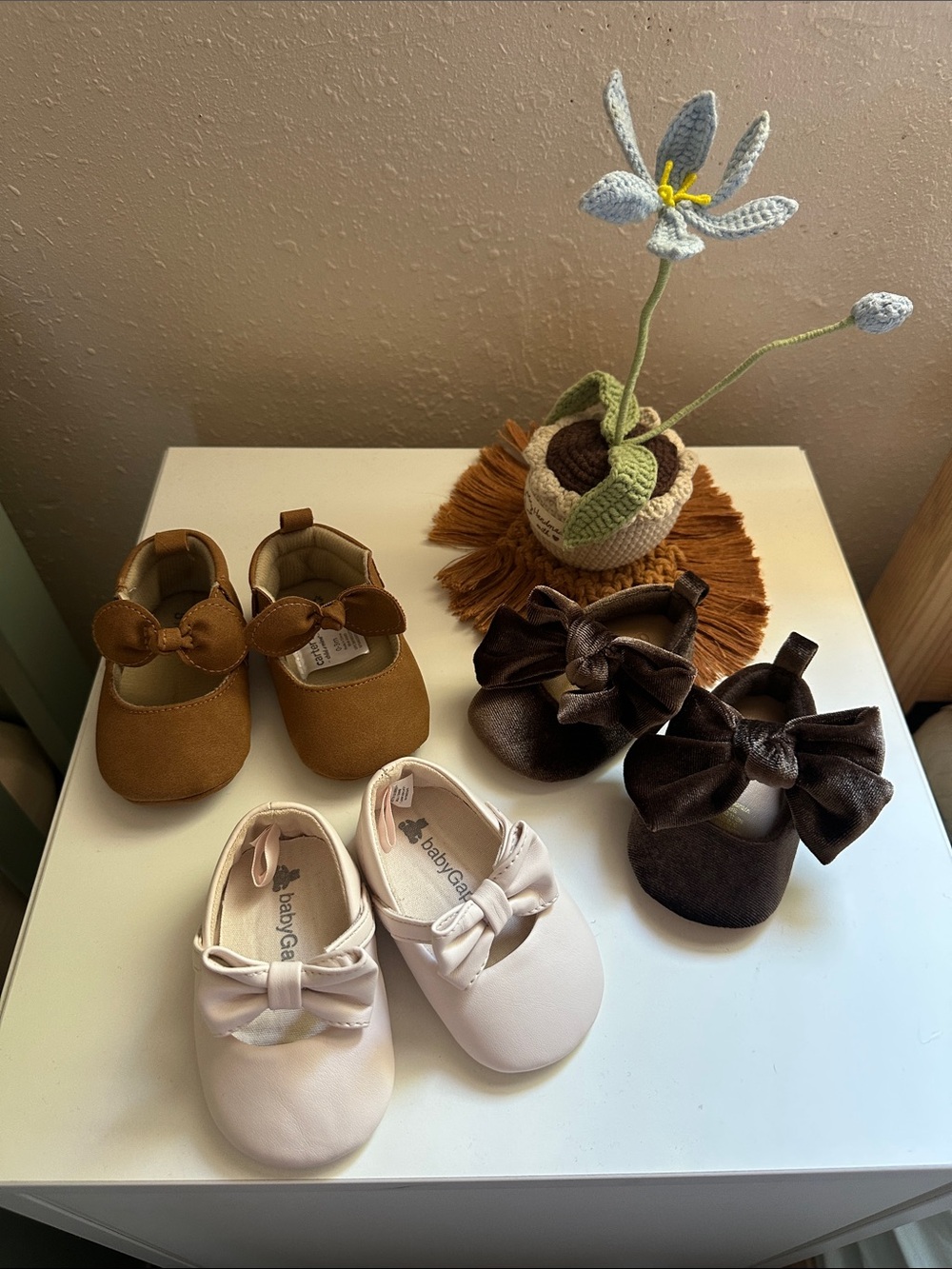 GAP Baby Girls Bow Mary Jane Shoes — Pink, Brown, Tan bundle